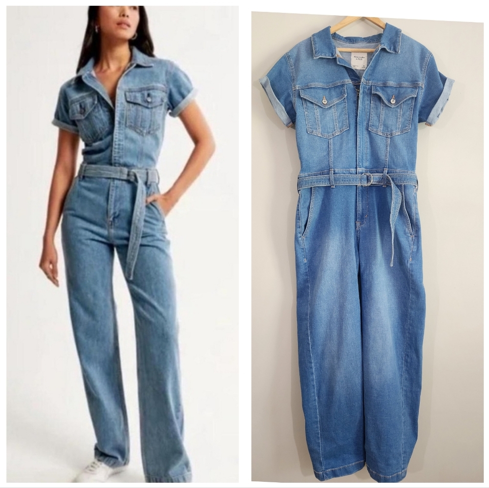 Abercrombie & Fitch Blue Denim Jumpsuit